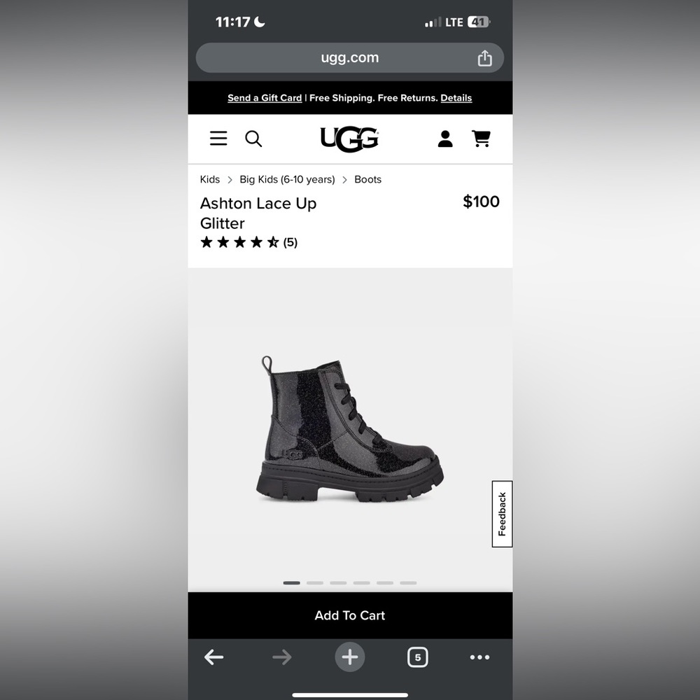 Girls Sparkly Black Ugg Boots